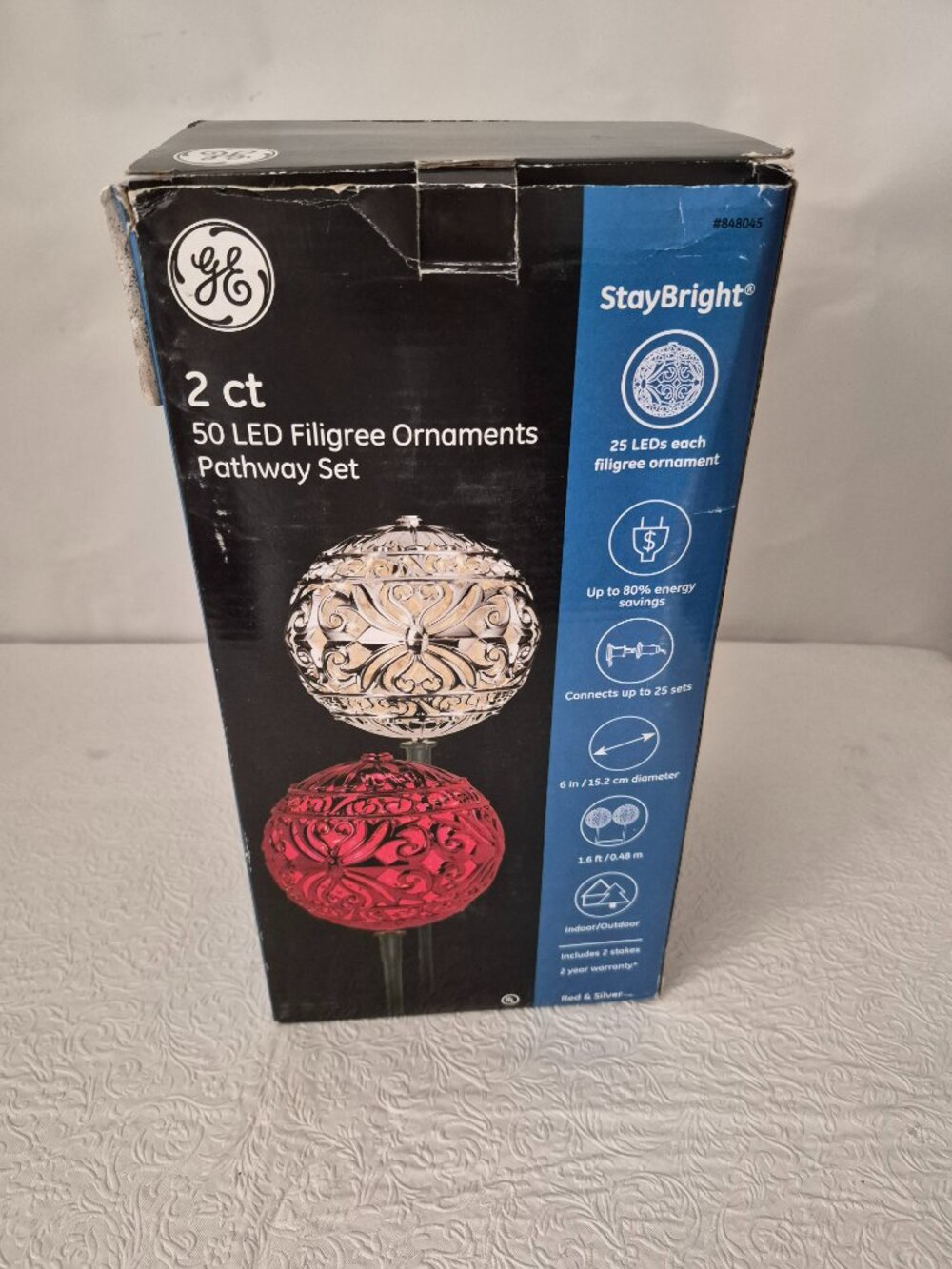 GE LED Stay Bright Filigree Ornament Stake Pathway Lights 2 Count